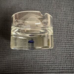 Art Glass Ashtray Controlled Cobalt Blue Bubble Heavyweight Krosnos